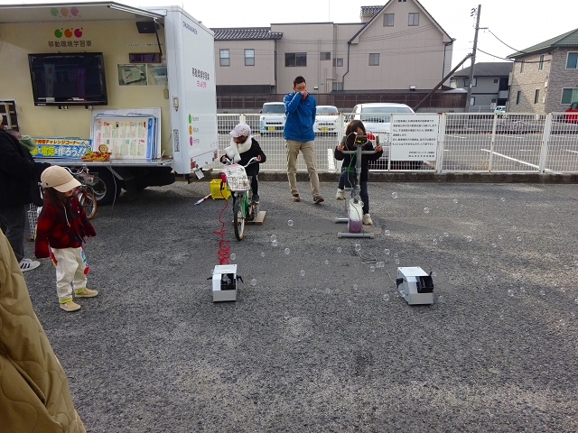 自転車による発電体験