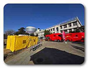 防災訓練　内山下小学校にて