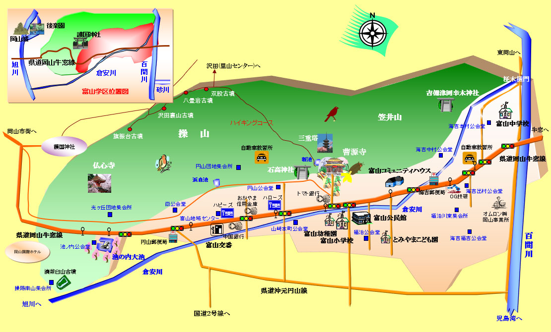 富山学区連合町内会 学区のマップ