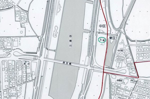 百間川築造300年記念碑所在案内図 百間川築造300年記念碑所在案内図