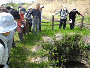 笄の井戸を覗き込む参加者 笄の井戸を覗き込む参加者