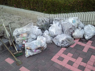 回収したごみの山 回収したごみの山