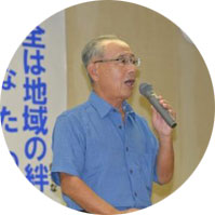 「交通安全の心」を説く岡本富山学区交対協会長 「交通安全の心」を説く岡本富山学区交対協会長