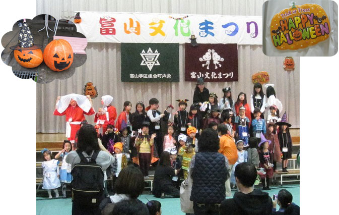 ハロウィンのカボチャや飾り、コスプレショー参加者 ハロウィンのカボチャや飾り、コスプレショー参加者