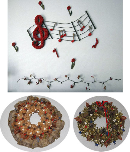楽譜をモチーフにしたリースとドーナツ型のリース 楽譜をモチーフにしたリースとドーナツ型のリース