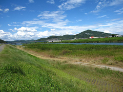 オムロン岡山 東から海吉橋を望む オムロン岡山 東から海吉橋を望む