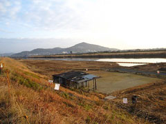 海吉クラブ(ゲートボール場)と河川敷 海吉クラブ(ゲートボール場)と河川敷
