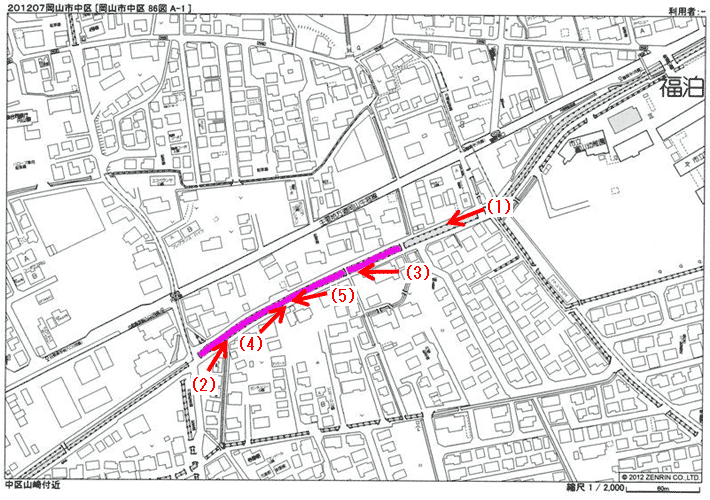 倉安川護岸改修工事位置図及び写真撮影場所 倉安川護岸改修工事位置図及び写真撮影場所