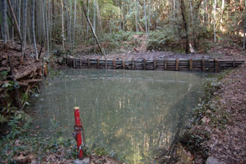 作業が完了して水をたたえる奥谷の池 作業が完了して水をたたえる奥谷の池